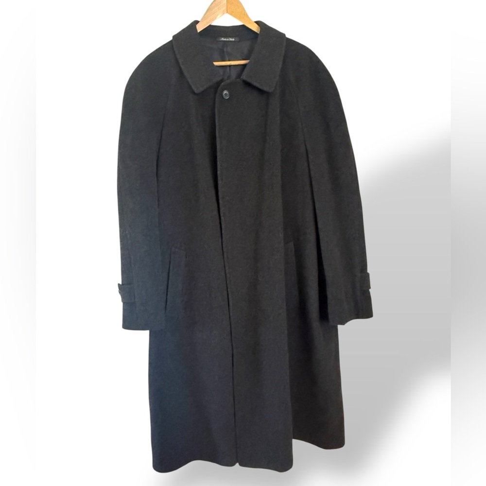 Vintage‎ Valentino Uomo Men’s Coat Wool Cashmere Charcoal 54R Concealed Buttons